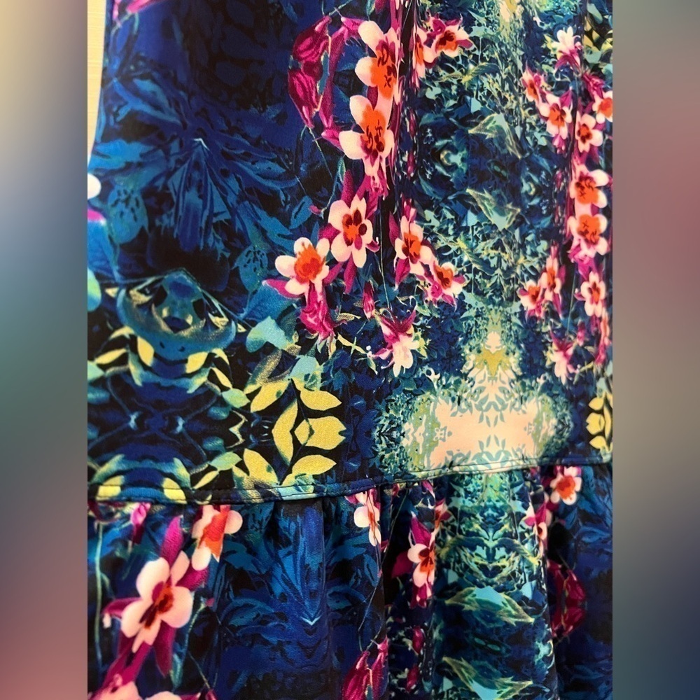 Cynthia Rowley BOGO trippy unique floral design midi dress summer size 10 ⚫️ - Picture 4 of 9